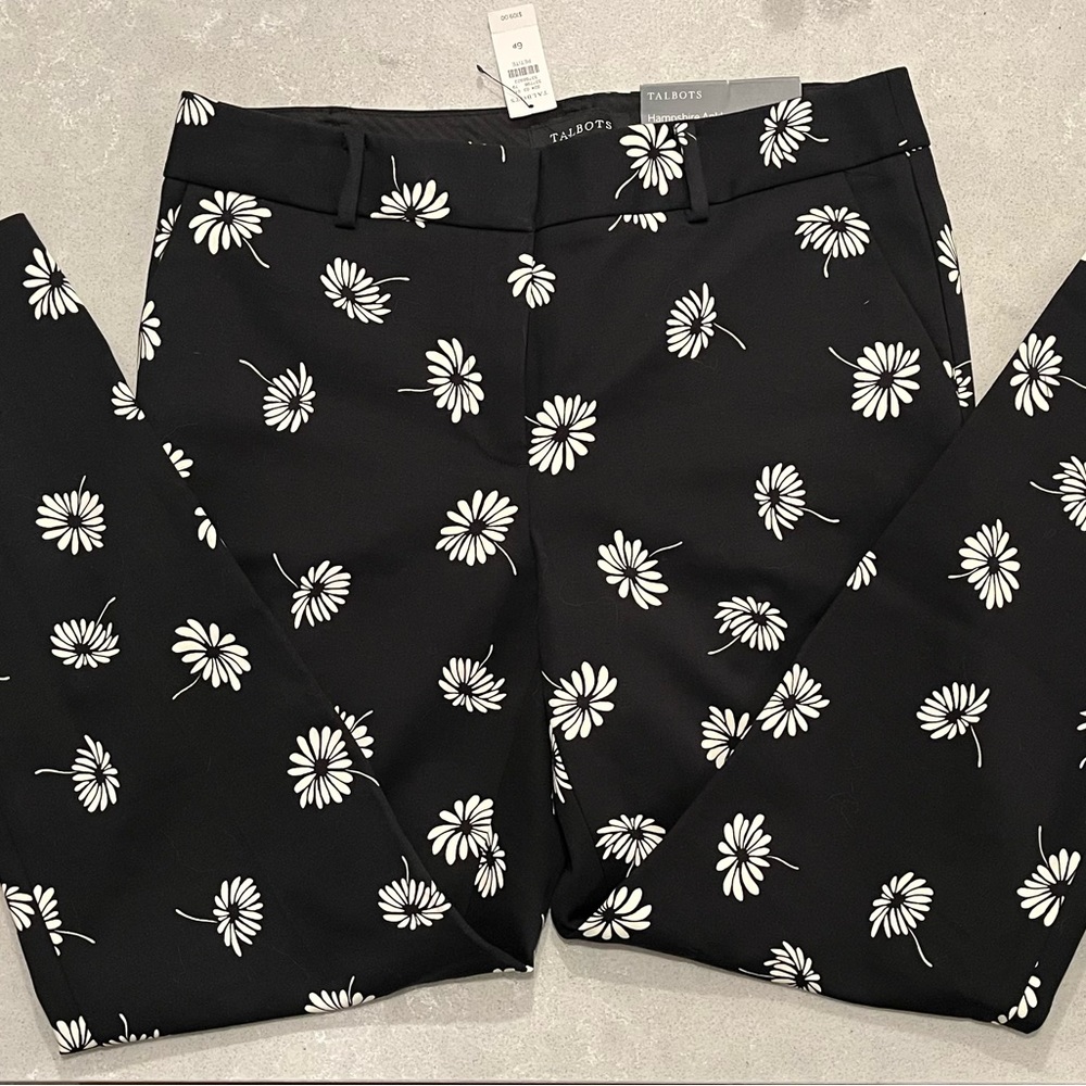 Talbots Hampshire Ankle Pants - Black Floral